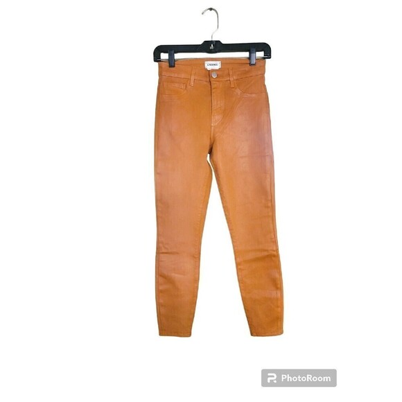 L'Agence Size 25 Margot Coated High Rise Skinny Stretch Burnt-Orange Jeans - Picture 1 of 6